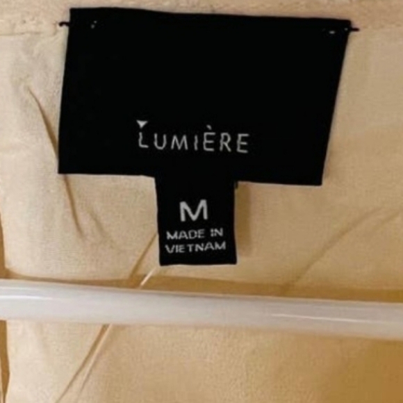 Lumiere UO Swiss Dot Chiffon Dress White on Cream A-line Lined Flowy MED NWT - Picture 9 of 12